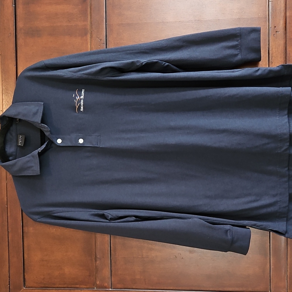 Dunning Golf Mens Long Sleeve Golf Polo, Large, Navy